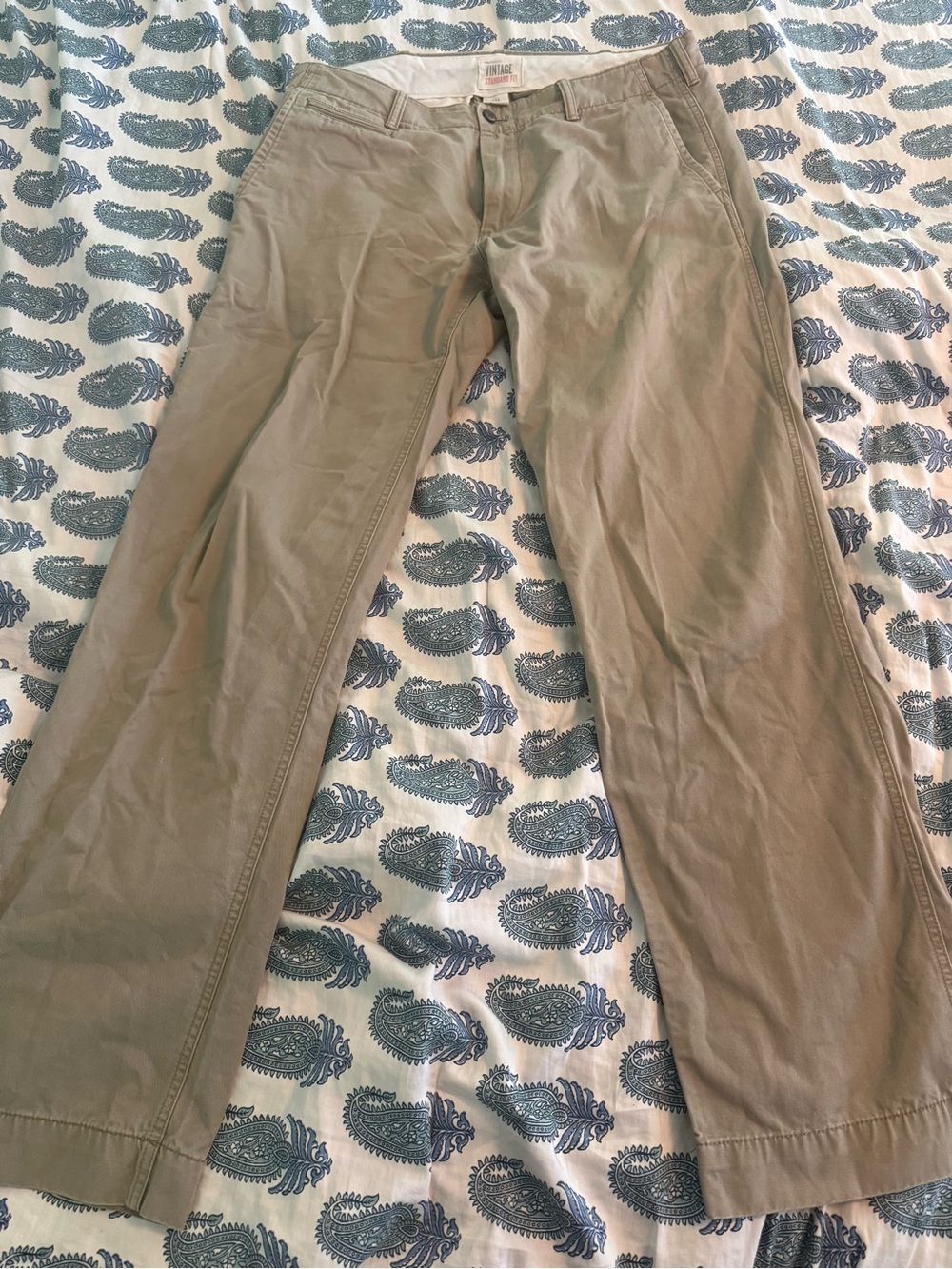 Men's Khaki Straight-Leg Pants